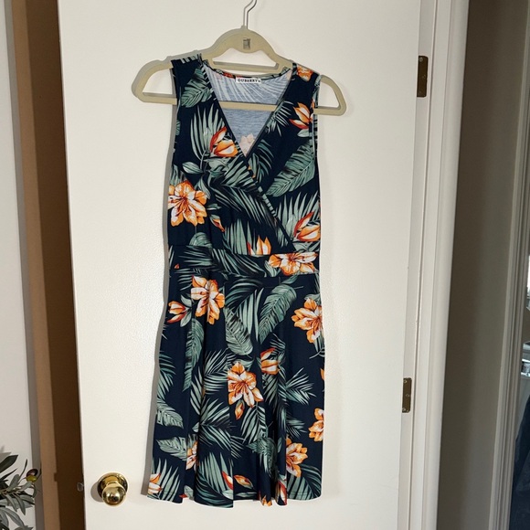 Guberry Dresses & Skirts - Floral Sleeveless Dress - Navy and Orange